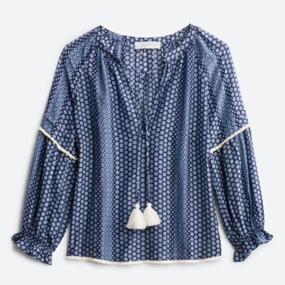 Clarte Azalea Tassel Top Navy Sz S